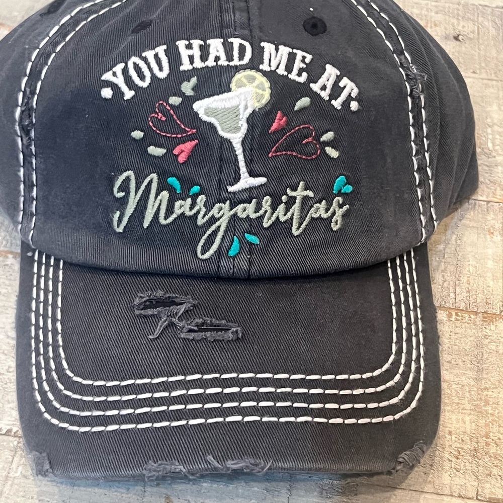 Black Embroidered Margarita Cap